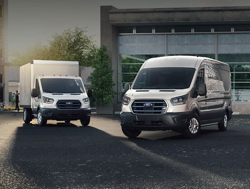 Fleet vehicles lined up for service at Ted Britt Truck Shop